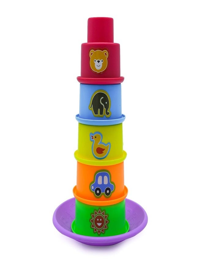 MAPA PLAY Kid 5 Colourful Cups & Shapes-Learning- Educational Blocks Stacking & Balancing Game 18 Months+ Stacking Shape, Set of 1 - Image 1